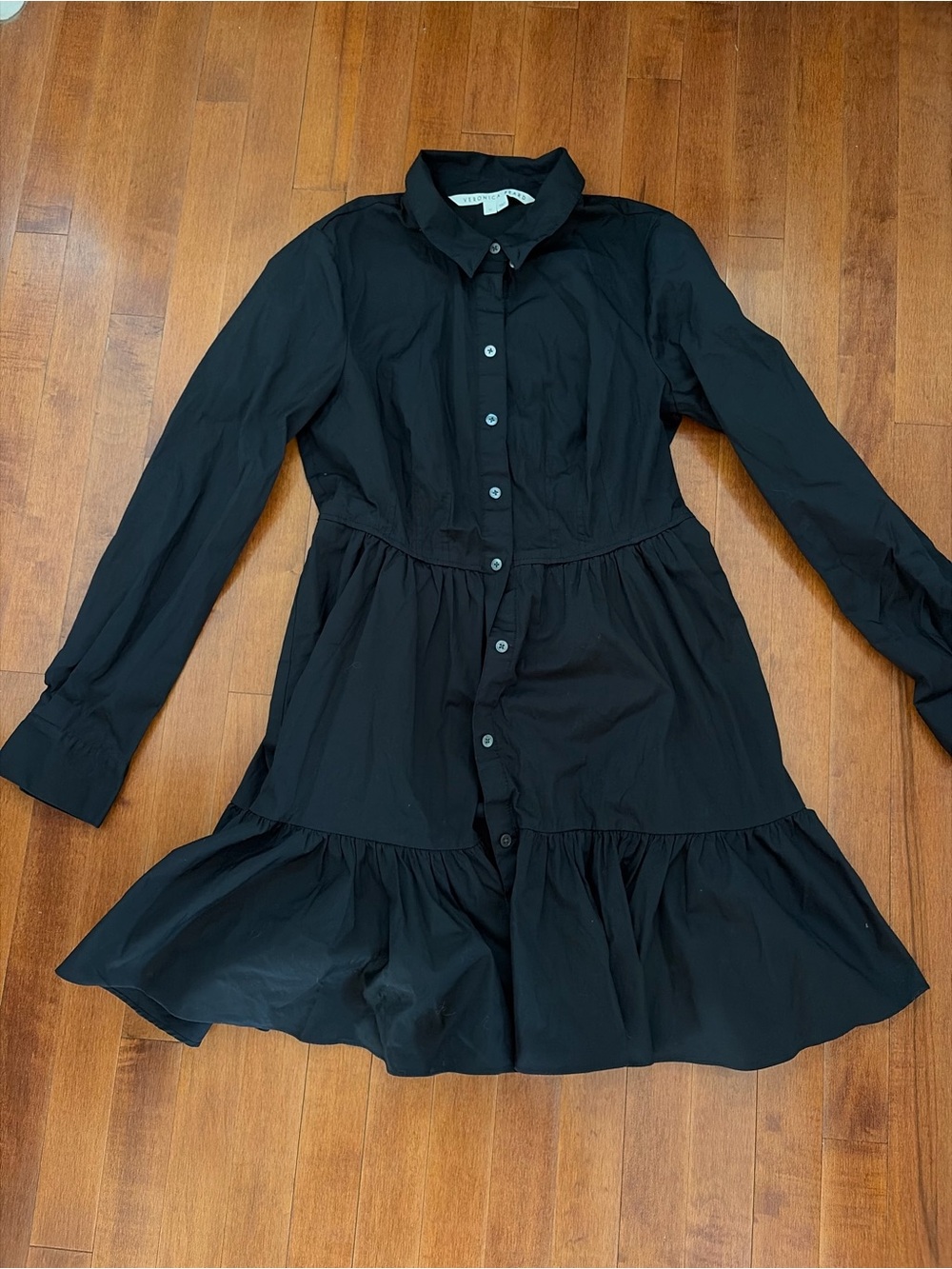 Veronica Beard Black Long-Sleeve ruffled Button-Front Tiered Dress